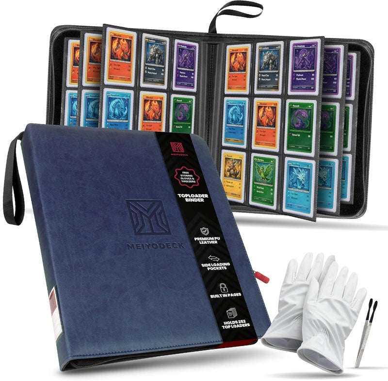 MEIYODECK Toploader Binder | Holds 252 Toploaders | 9-Pocket | Ringless Double-Sided Pockets | Includes Collector Tweezers & Gloves | Premium Top Loader Binder for Trading Cards, Pokemon, Yu-Gi-Oh & TCG - Image 1